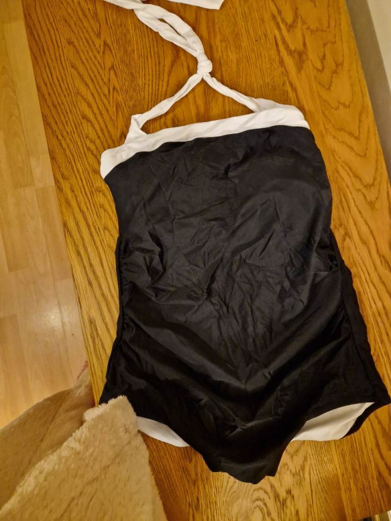 Ladies Navy Swimming Costume with White Trim size 16 XL  Brand New
