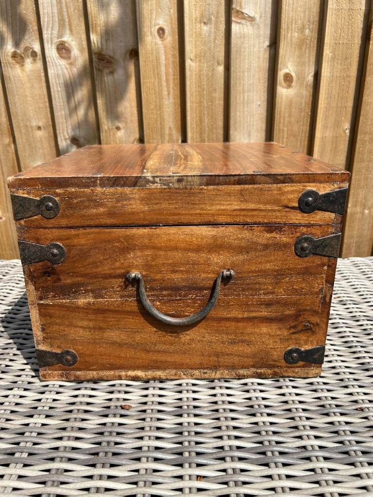 Vintage Indian wooden storage chest.    