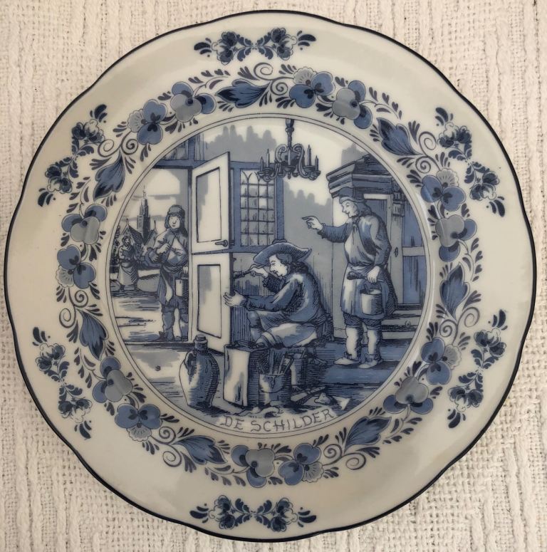 Rare Delft Blue 8” Plate   Tradesman Series THE PAINTER  Ex Condition 
