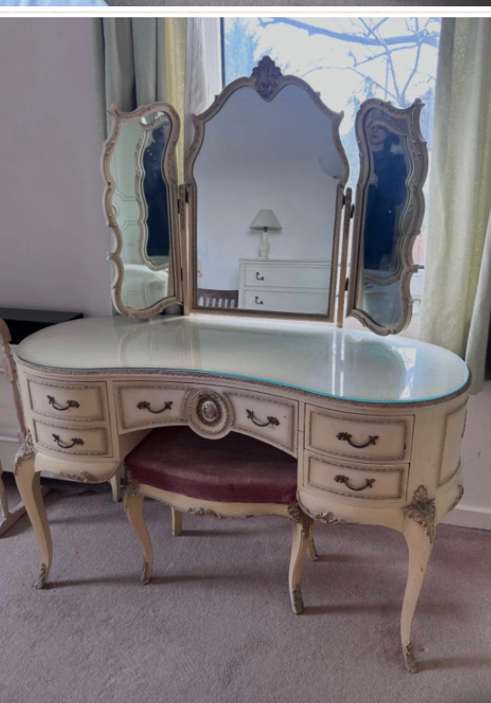 Matching Dressing table wardrobe and bedside tables, classical style free to collector