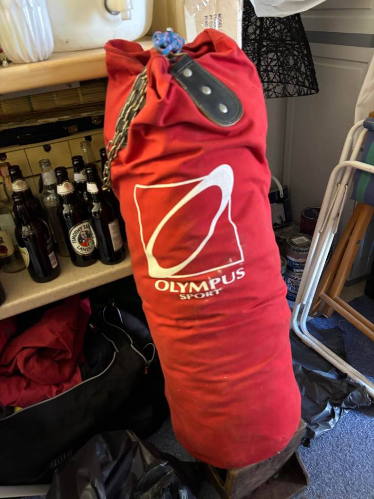 Punch bag and boxing gloves