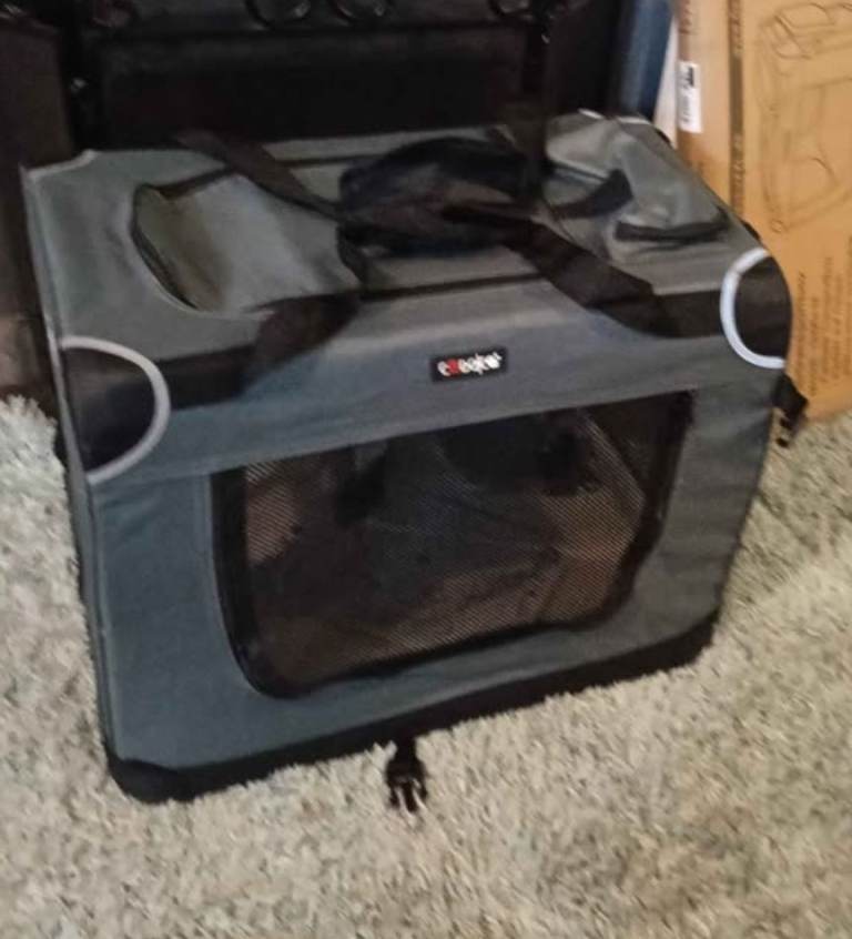 New dark grey small fabric pet crate