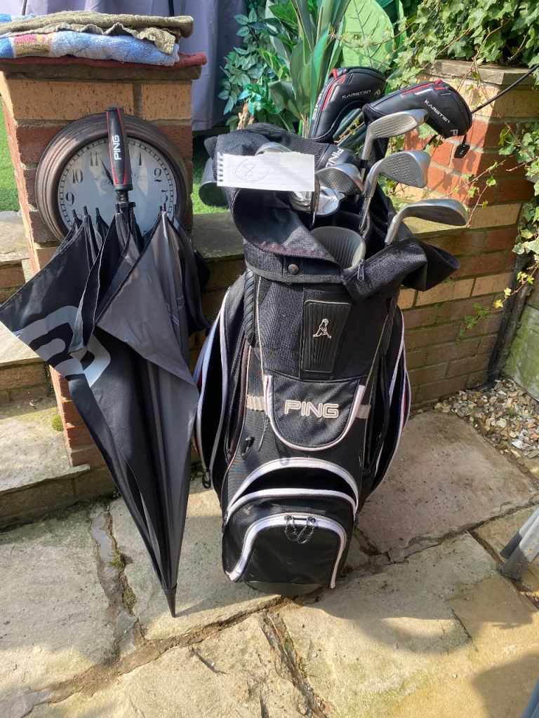 Ping men’s right handed golf bag half set with umbrella 