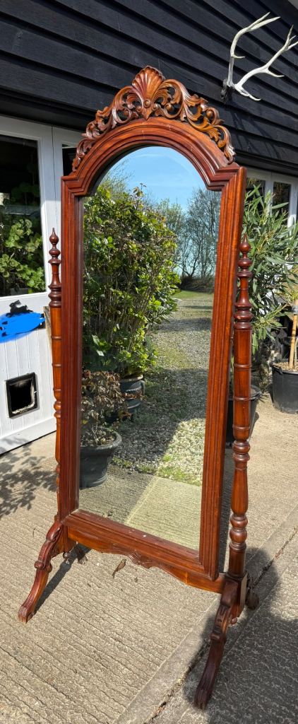 Antique wooden standing mirror 