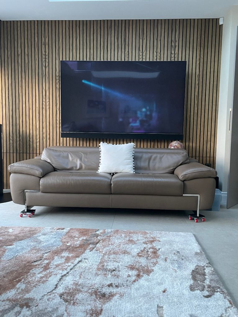 Bargain! Excellent condition Genuine leather sofa taupe. 