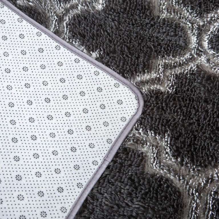 Black with Greyish White Fluffy Soft Rug Stain Resistant with Anti Slip Backing (120x180 cm)