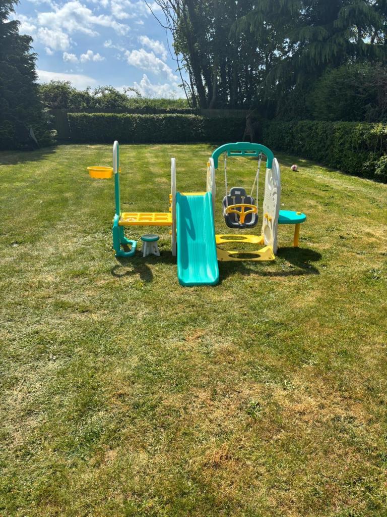 Toddler Swing and Slide Set with Playhouse