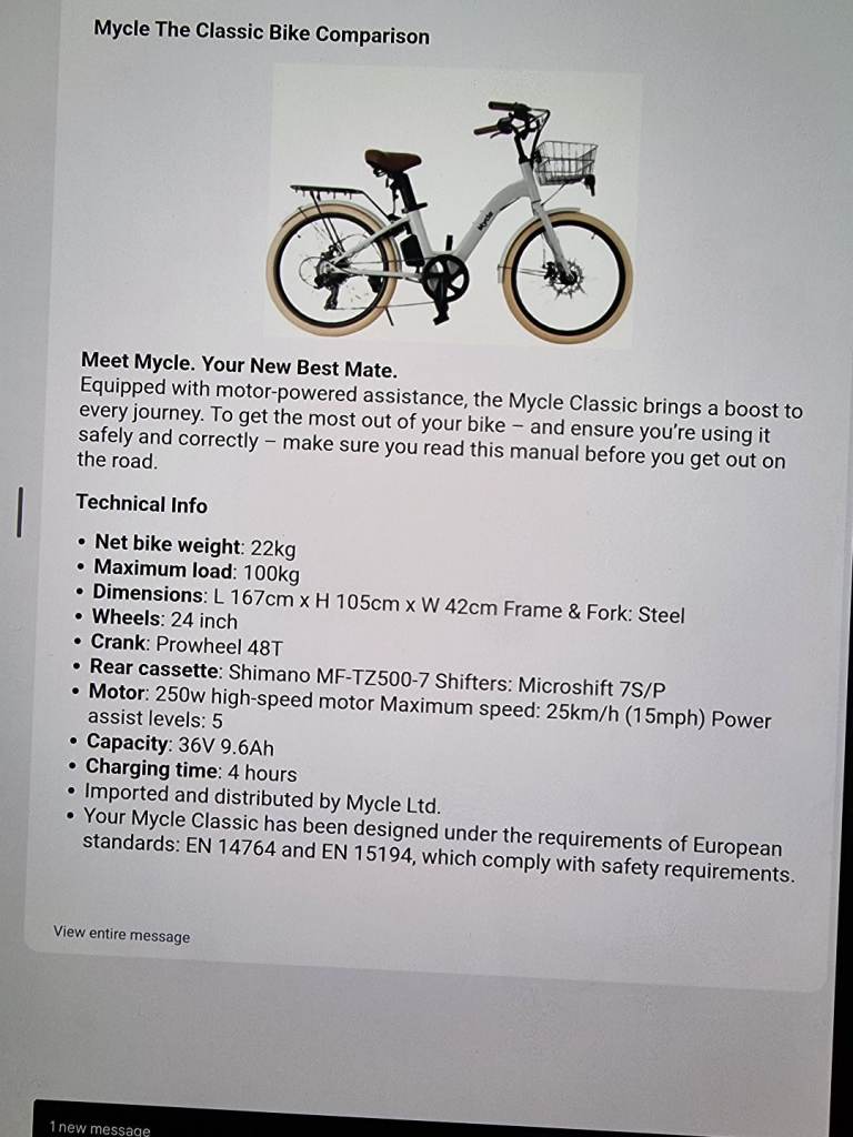 Mycle (Power assisted bike)