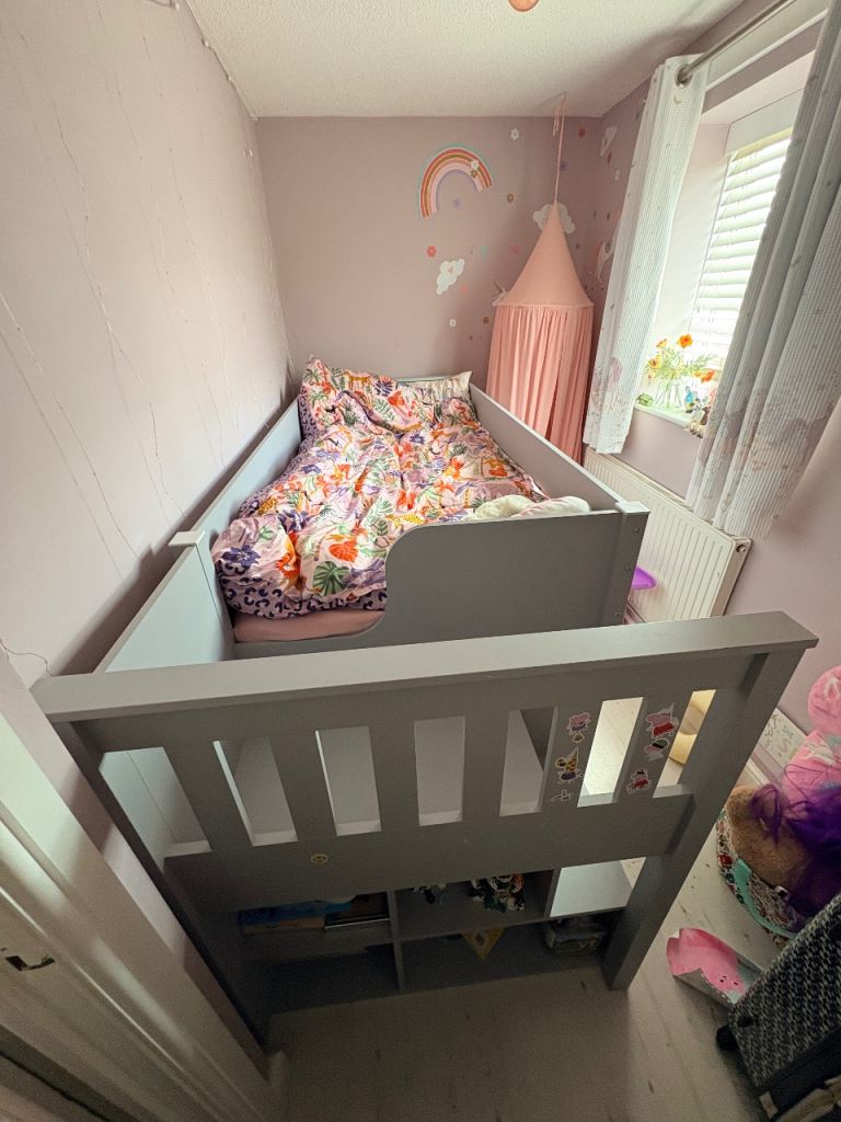 Staircase Mid Sleeper Bed – Grey, Good Condition