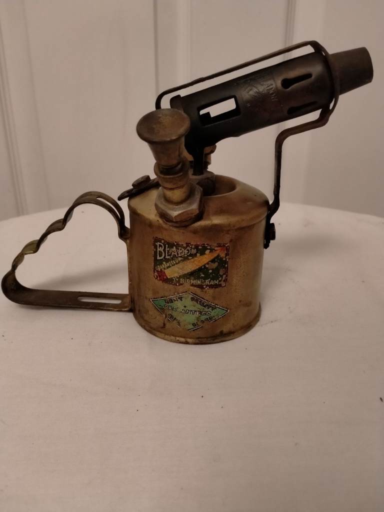 Vintage Bladon Brass paraffin Blow Lamp Reg 2348