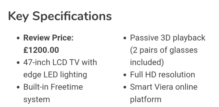 47 Panasonic TX-47AS740B Full HD 1080p Freeview HD Smart 3D LED TV