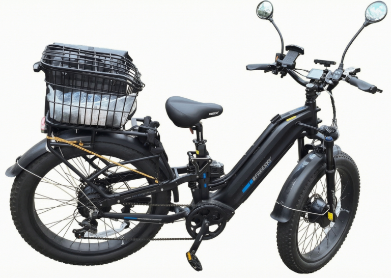 Black Electric Bike with Rear Basket – Good Condition