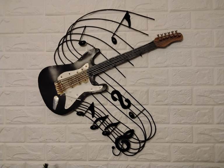 Guitar metal wall art cool music room wall display 