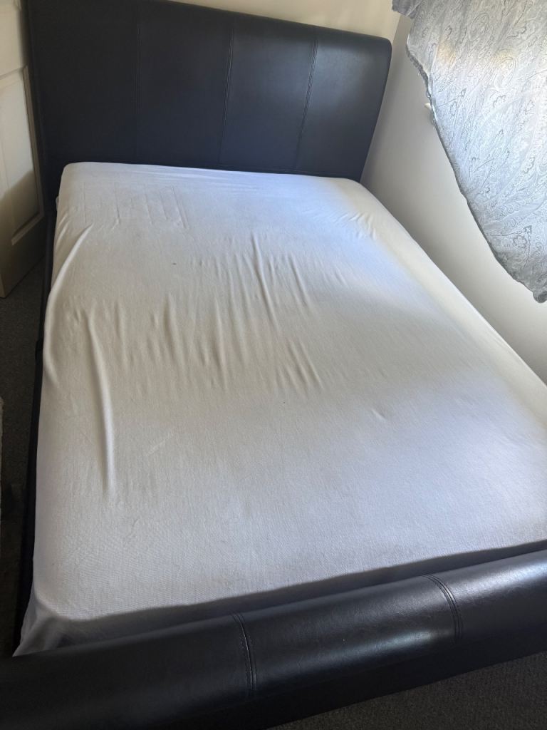 FREE Black Double Leather Bed Frame – Good Condition