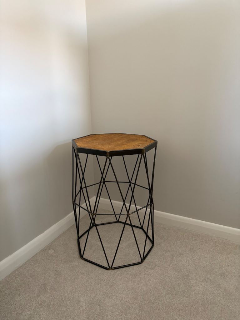 Octagonal Metal & Wood Side Table