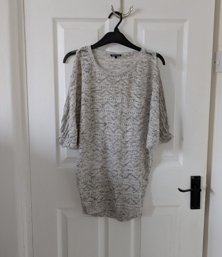 Warehouse Women Grey And White Knit Wear Size S
