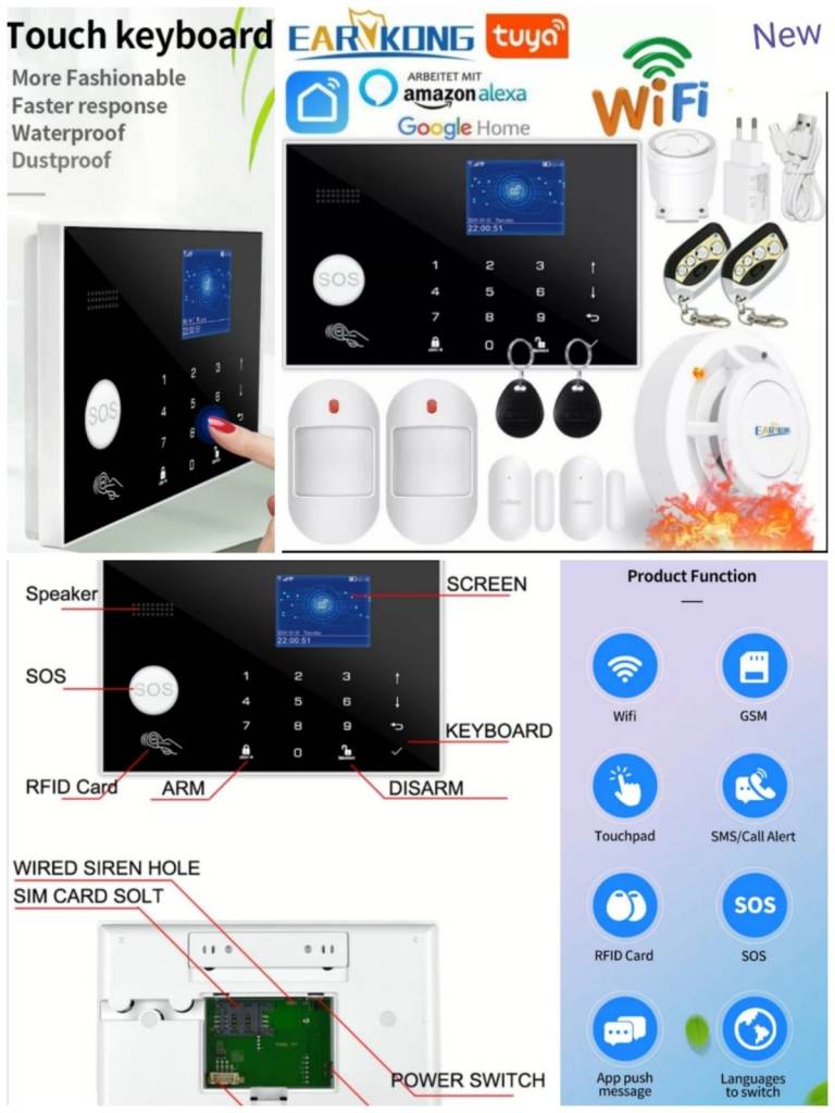 Wifi GSM Alarm System 433MHz Home Burglar Security Alarm Wireless Wired 