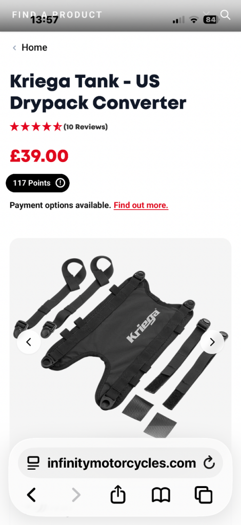 Kriega tank pad converter 