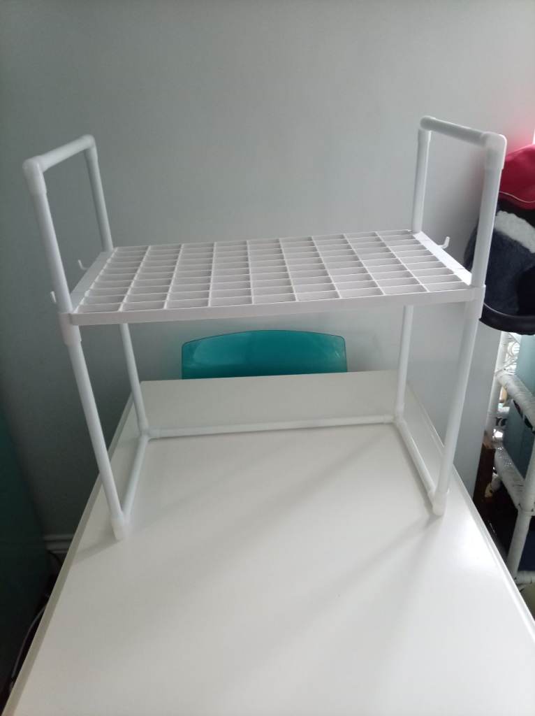 White Plastic Storage Shelf for over Microwave – Excellent Condition