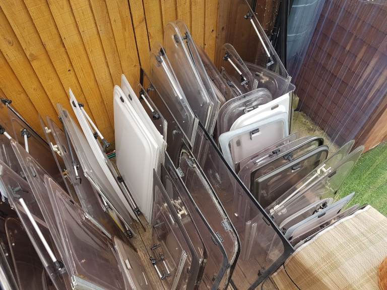 Large selection of caravan windows. Various sizes with various prices.