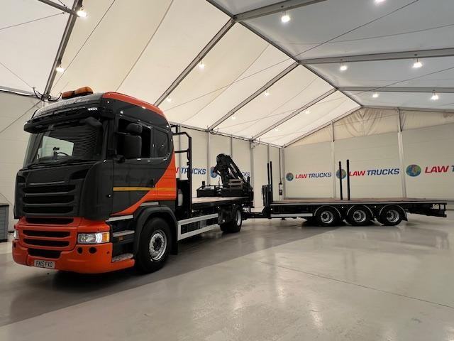 Scania R410 4x2 Sleeper Cab Flatbed Hiab Drawbar