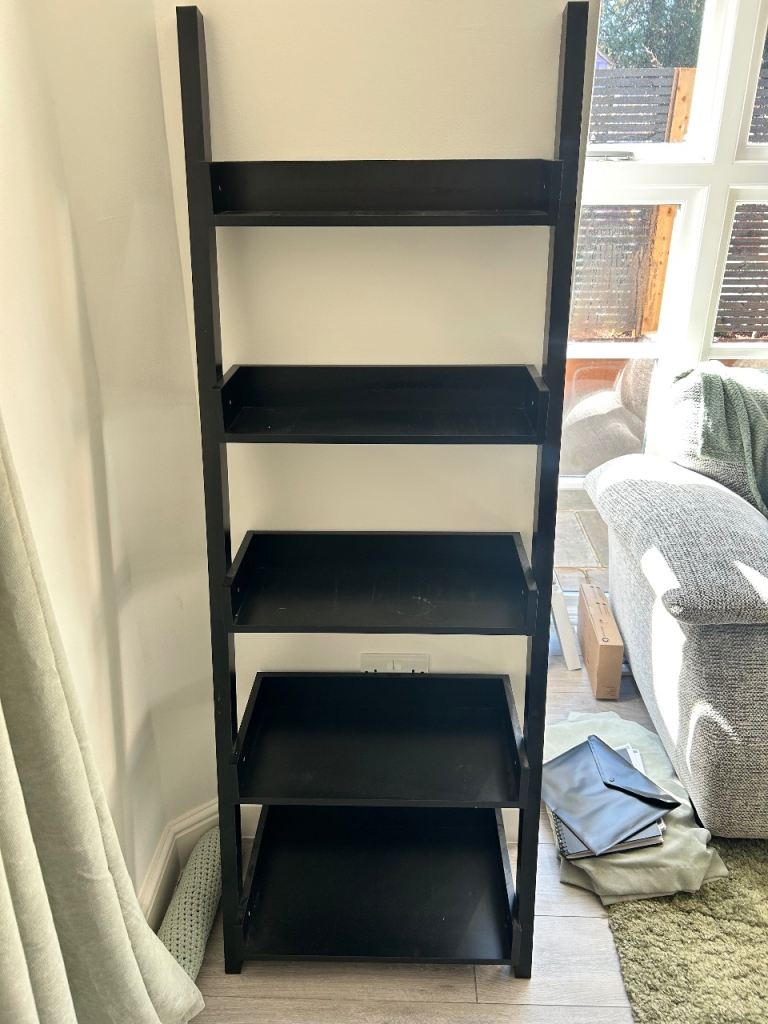 B&Q Black Ladder Bookcase 5 Tier Shelving Unit Display Storage Living Room