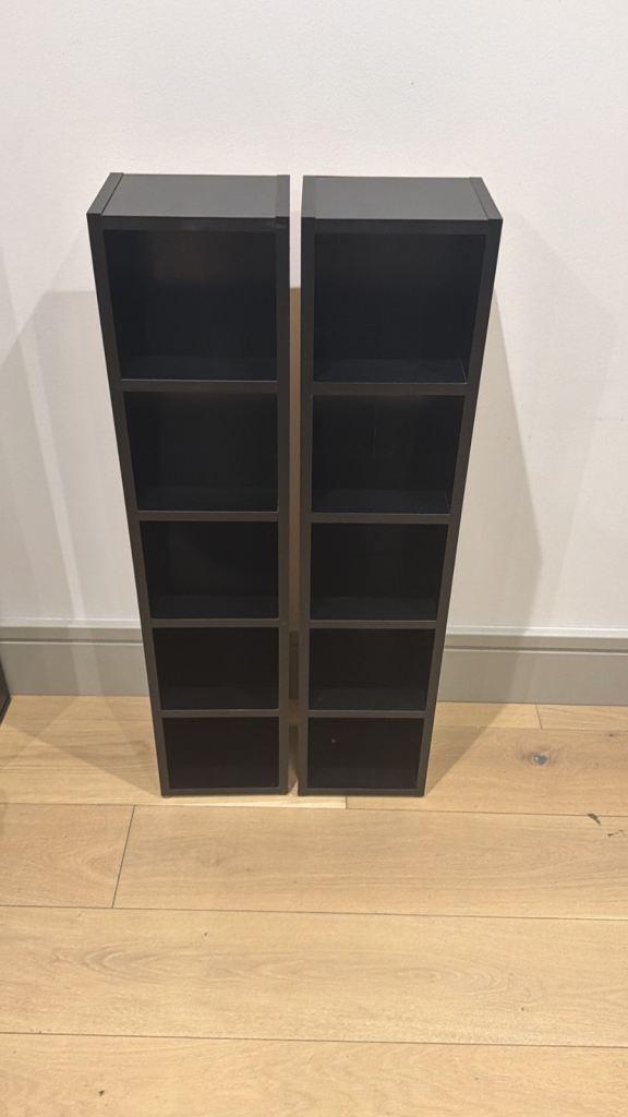 Pair of Black Wooden Bookcases/Storage Units, Bookcase – Good Condition