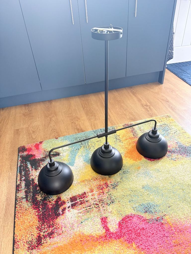 Black Ceiling Light Fixture with 3 Shades – As Good As New