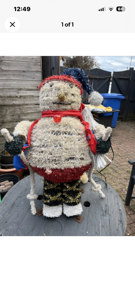 Large Christmas Snowman Decoration – Good Condition