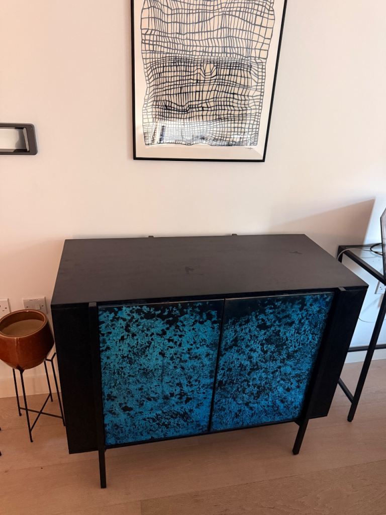 Stylish Black and Blue Cabinet with Storage