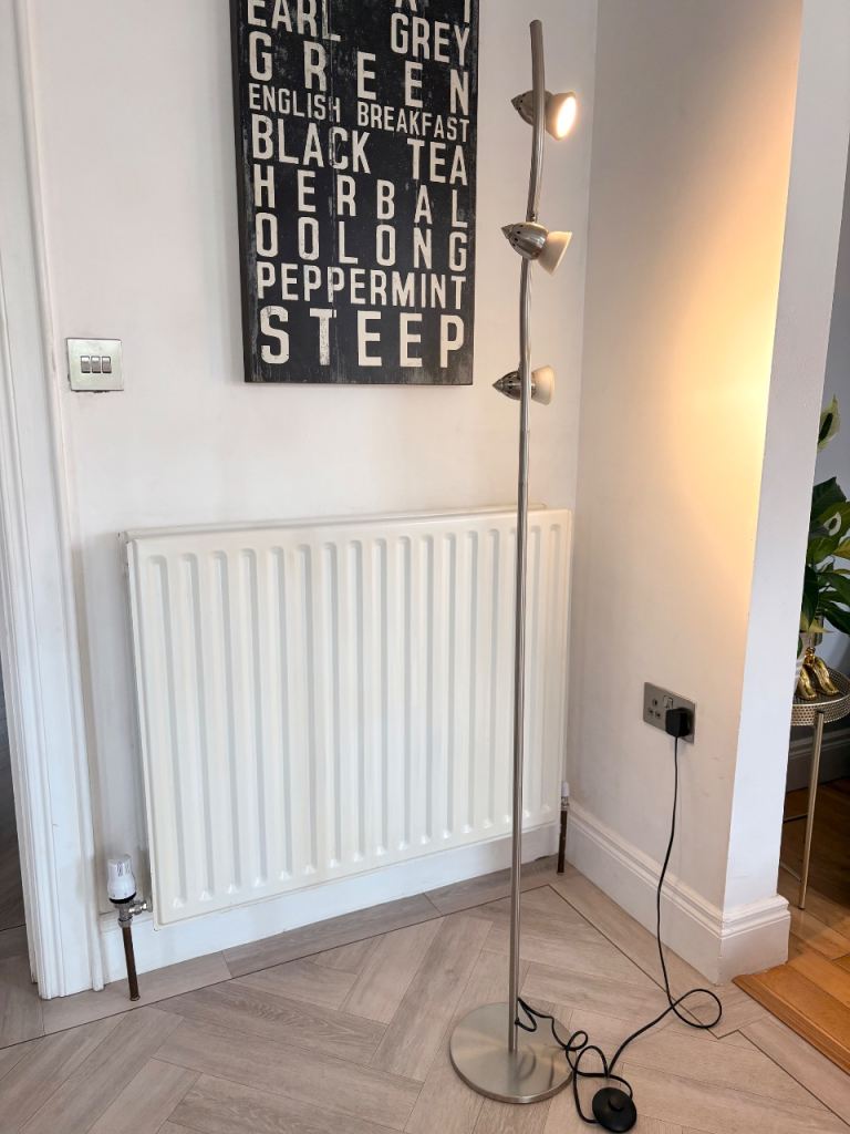 Modern Silver Floor Lamp with 3 Adjustable Spotlights