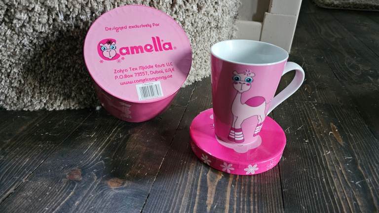 Camella Pink Rose Camel Cup in Box Tube