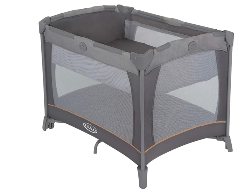 Graco Contour Bassinet Folding Travel Cot with 2 Wheels & Mesh Netting