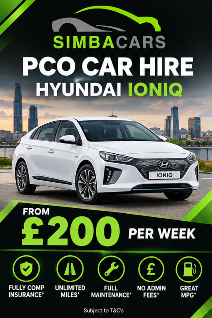 CHEAP PCO CAR HIRE | UBER READY EV'S & HYBRIDS | COMPETITIVE RATES | ALL INCLUSIVE PACKAGE DEAL |