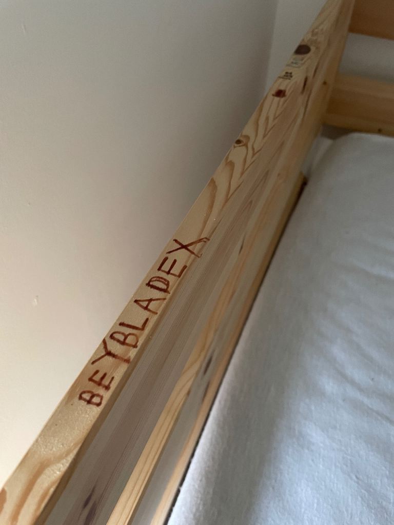 Ikea wooden pine bank bed with mattress 