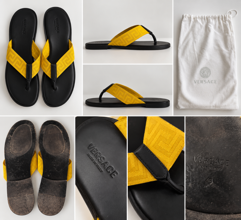 Versace Men's Yellow & Black Sandals – Good Condition