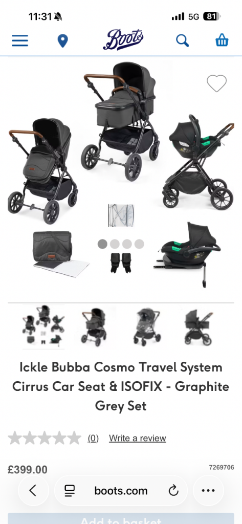 Ickle buba cosmo travel system 
