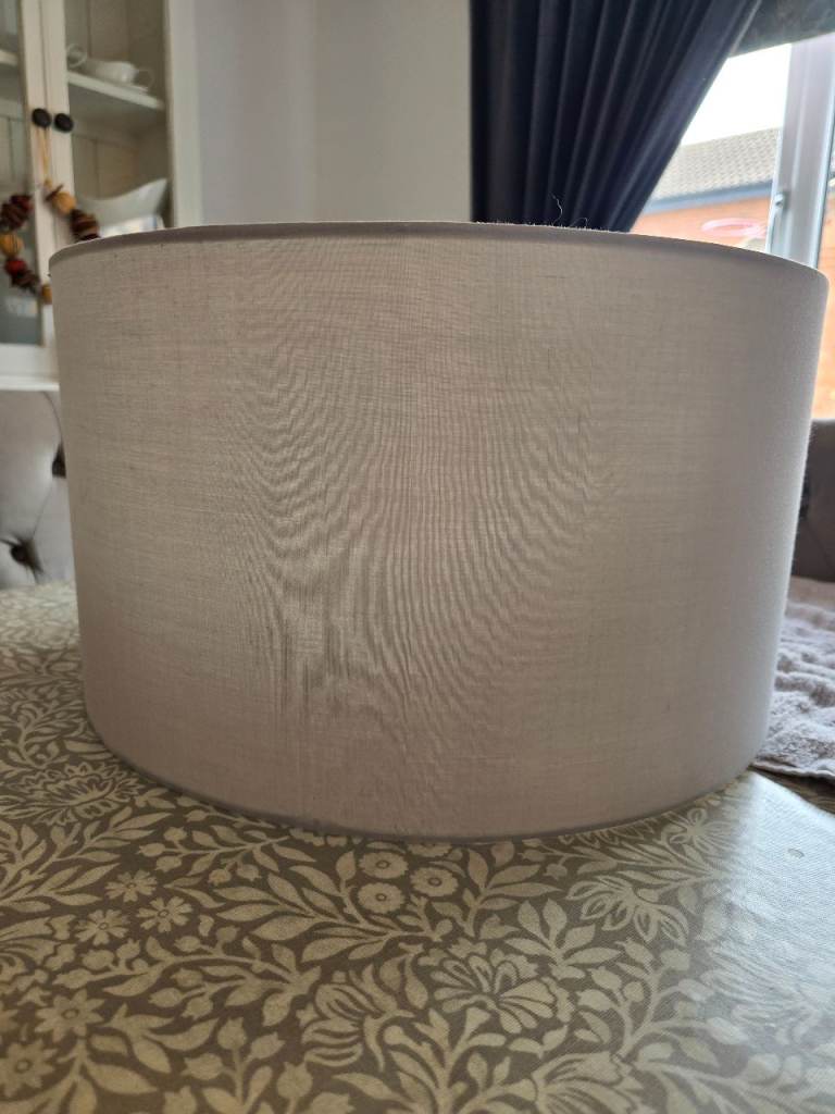 Large Grey Fabric Lampshade – Excellent Condition, 45cm Diameter
