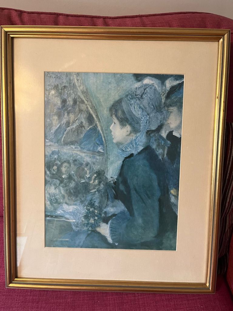 Ercol furniture, Persian rug, National gallery framed prints .