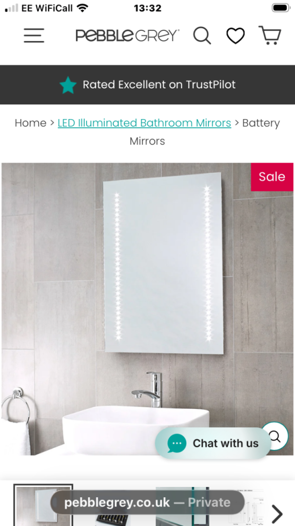 Pebble Grey Bathroom Mirror 