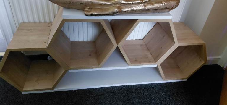 Hexagonal Wooden TV Unit / Media Stand – As Good As New