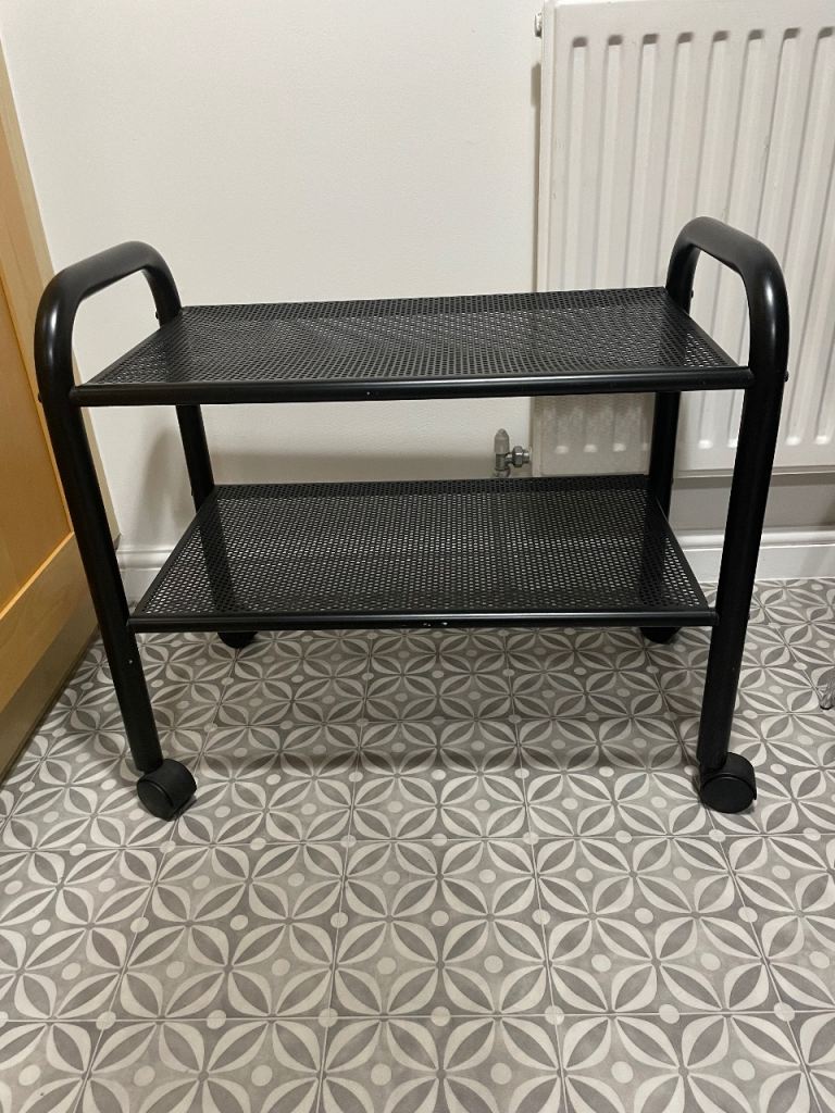 Trolley on wheels with 2 shelves 