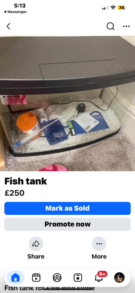 Small Fish Tank with Lid and Accessories