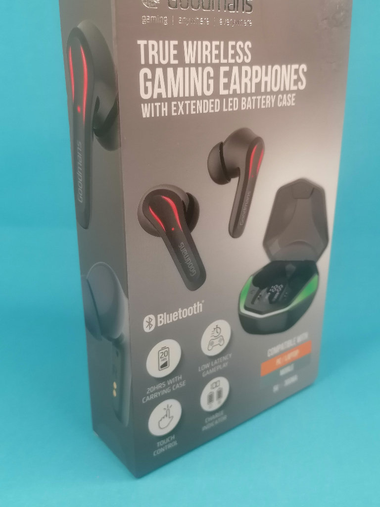 Brand new. Goodmans True Wireless Gaming Earphones With Extended LED Battery Case.
