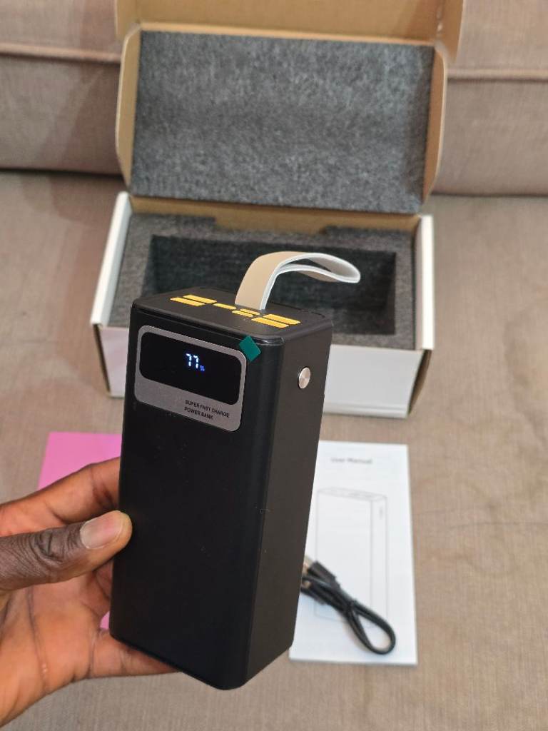 100,000mAh Power Bank 120W Fast Charging, With 3-Mode Flashlight. Black