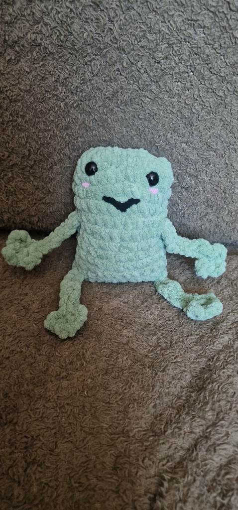Handmade crochet large leggy frog