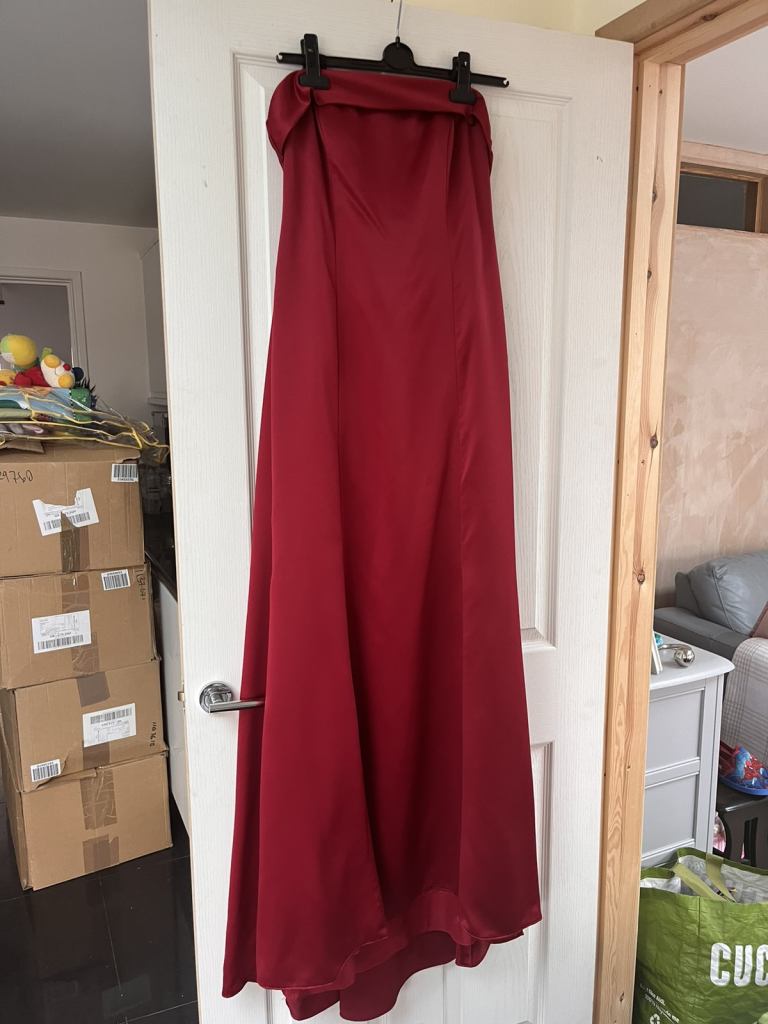 Alfred Sung ball gown or bridesmaids dress. Beautiful red satin Size 8