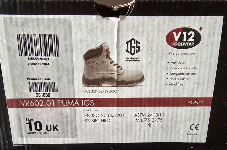 Brand new V12 puma igs safety boots size 10