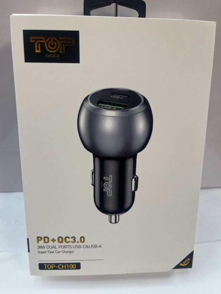 TOP CHOICE TOP-CH100 38W Dual Port USB Car Charger