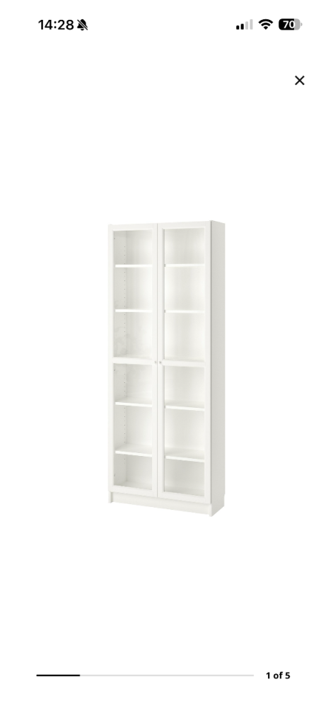 IKEA BILLY / OXBERG Bookcase with Glass Doors – White – Excellent Condition